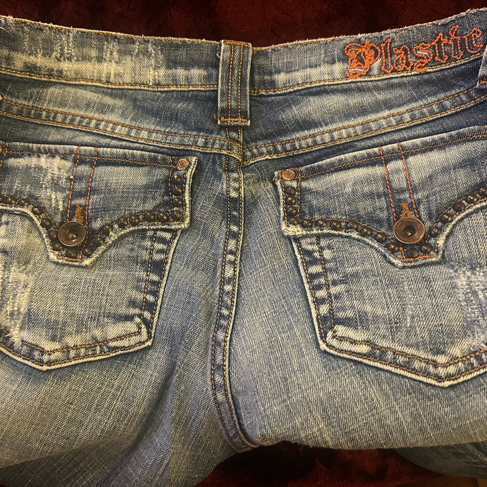 Brand Women's Light Wash Boot Cut Jeans with Studded Pockets